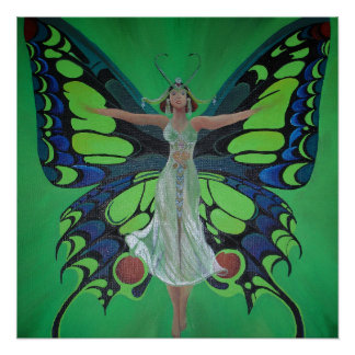 Jazz Age Showgirl Flapper Wearing Butterfly Wings  Poster