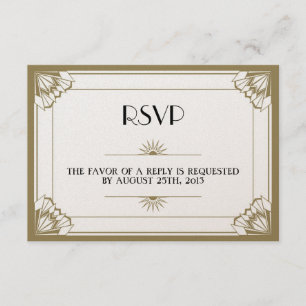 Jazz age taupe Art Deco RSVP wedding response
