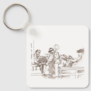 jazz band art key ring