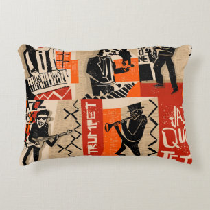 Jazz Band Cool Vintage Poster Decorative Cushion