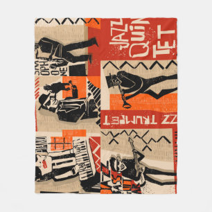 Jazz Band Cool Vintage Poster Fleece Blanket