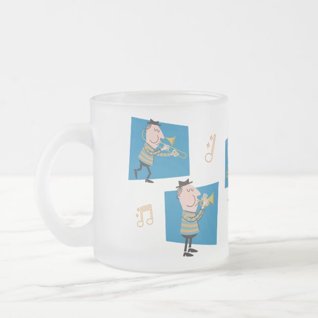 Jazz Band Frosted Glass Coffee Mug (Left)