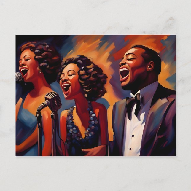 Jazz band musicians postcard (Front)