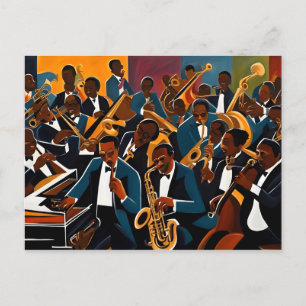 Jazz band musicians postcard