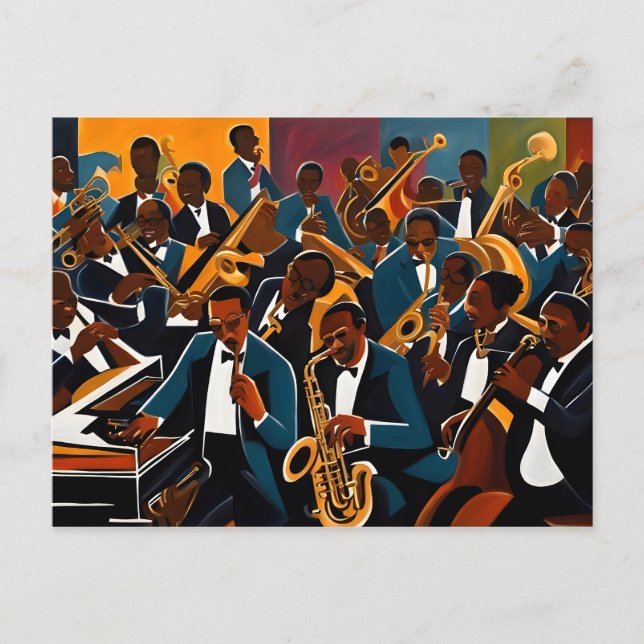 Jazz band musicians postcard (Front)