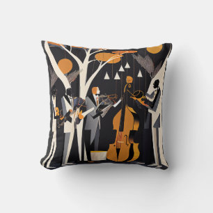 Jazz Band retro style design Throw Pillow