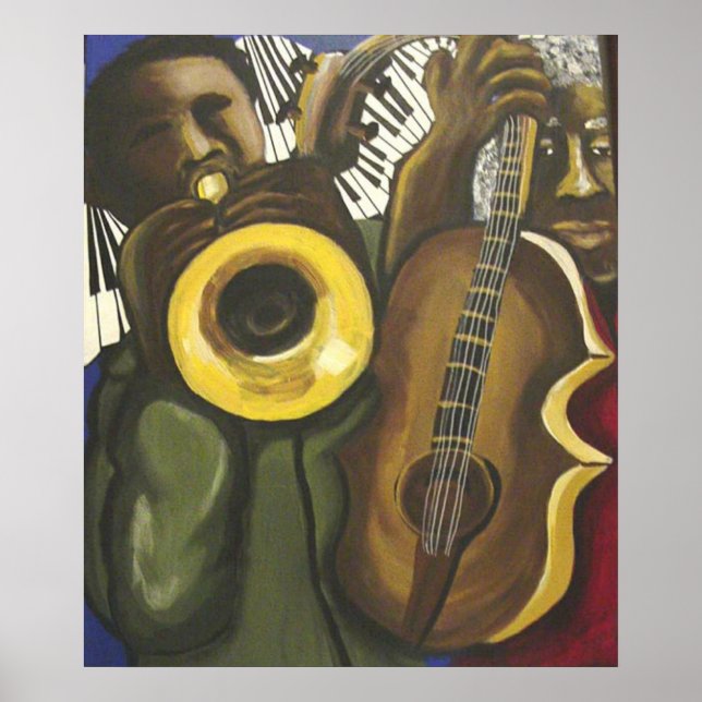 Jazz Bass Trumpet Piano Art Poster (Front)