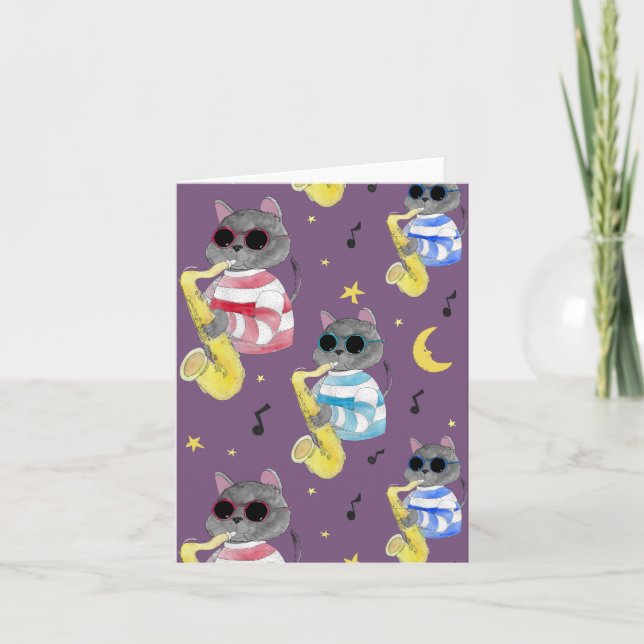 Jazz Cat  Holiday Card (Front)