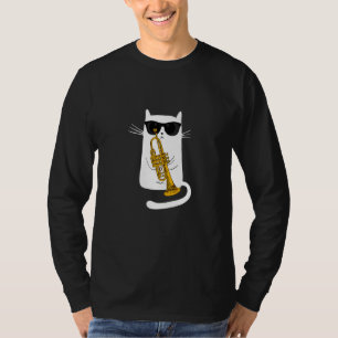 Jazz Cat Live Tonight Cool Smooth Trumpet Playing T-Shirt