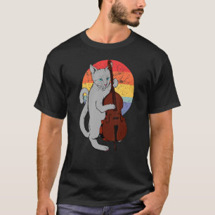 Jazz Cat Playing Upright Bass Classic Cool Musici T-Shirt