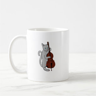 Jazz Cat Playing Upright Bass Cool Musician Men Coffee Mug