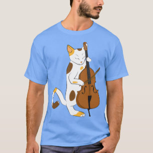 Jazz cat plays upright bass musician gift T-Shirt