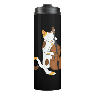Jazz Cat Shirt Playing Bass Instrument for Kitten  Thermal Tumbler