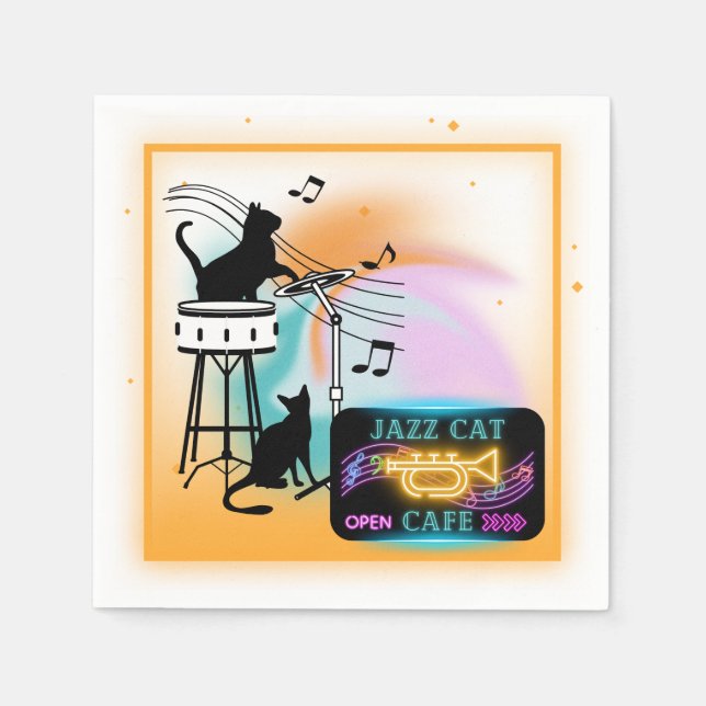 Jazz Cats | Drum Paper Napkins (Front)