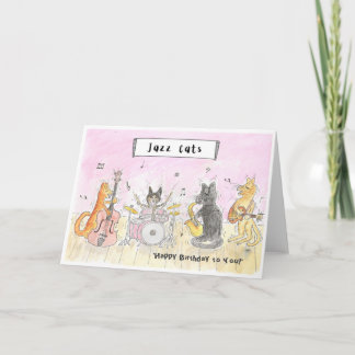 Jazz Cats Happy Birthday Card