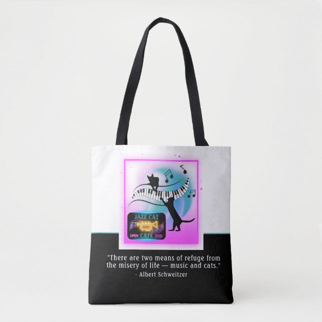 Jazz Cats | Piano | Schweitzer Quote Tote (Front)