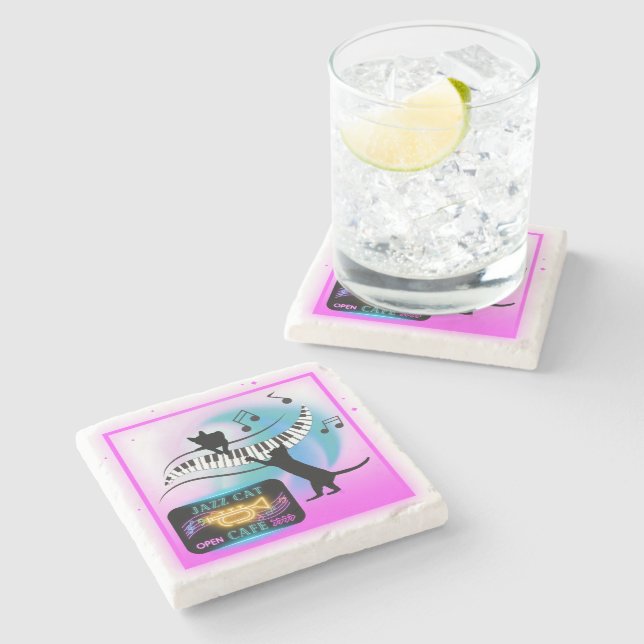 Jazz Cats | Piano Stone Coaster (Side)