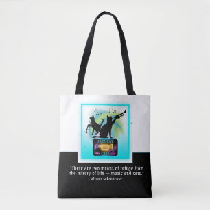 Jazz Cats Trumpet Schweitzer Quote Tote Bag