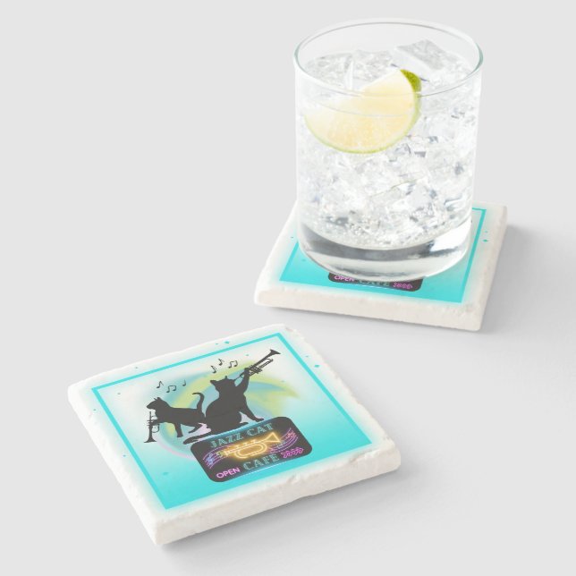 Jazz Cats | Trumpet Stone Coaster (Side)