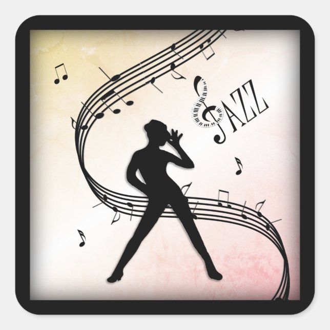 Jazz Dance Apricot  Peach Music Square Sticker (Front)