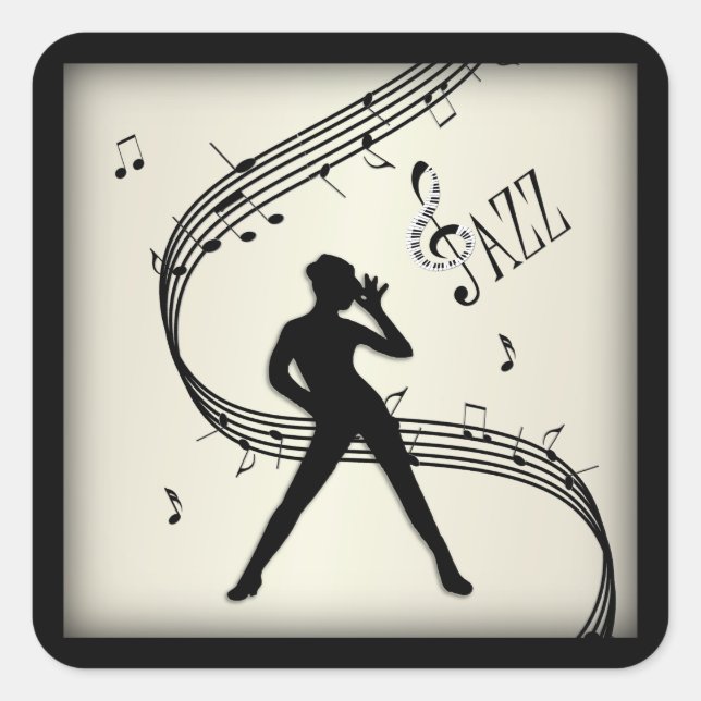 Jazz Dance Gold Music Square Sticker (Front)