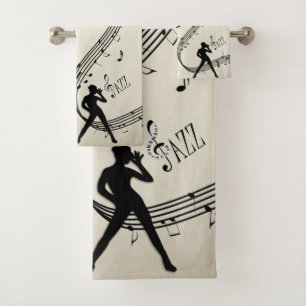 Jazz Dance Golden Music Bath Towel Set