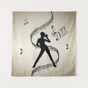 Jazz Dance Golden Music Tapestry