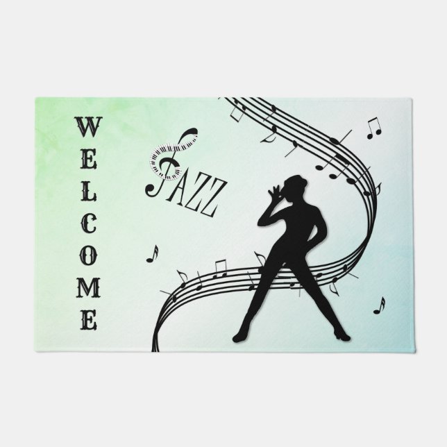 Jazz Dance Green Music  Doormat (Front)