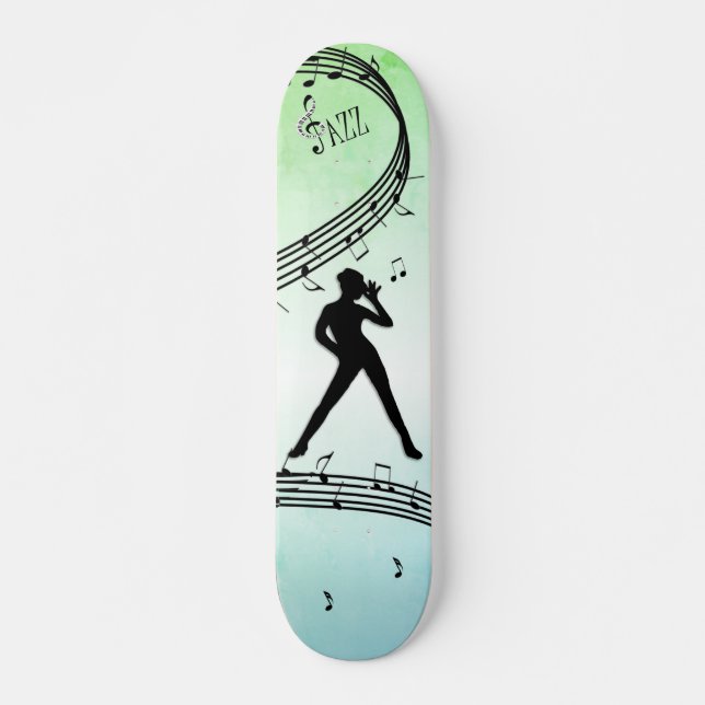 Jazz Dance Green Music Skateboard (Front)