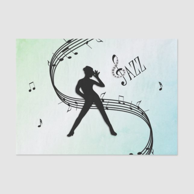 Jazz Dance Green Music Tissue Paper (Front)
