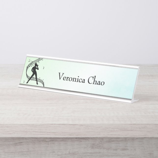 Jazz Dance Green Personal Desk Name Plate (Front)