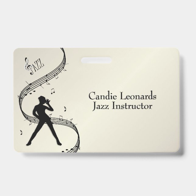 Jazz Dance Instructor with Name a/ Station Golden  ID Badge (Front)