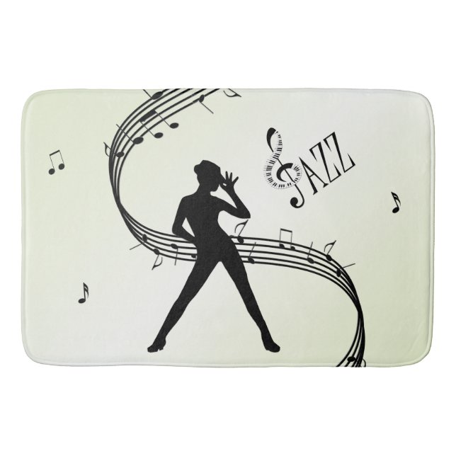 Jazz Dance Light Olive Music Bath Mat (Front)