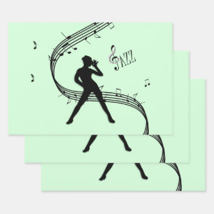Jazz Dance Mint Music Wrapping Paper Sheet
