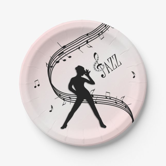 Jazz Dance Pink Music  Paper Plate (Front)