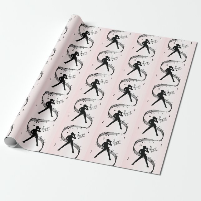 Jazz Dance Pink Music Wrapping Paper (Unrolled)