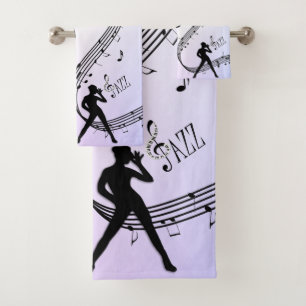 Jazz Dance Purple Music Bath Towel Set