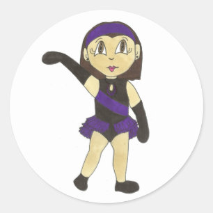 Jazz Dance Recital Purple Costume Girl Dancer Classic Round Sticker