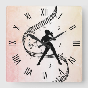 Jazz Dance Roman Numerals Square Wall Clock