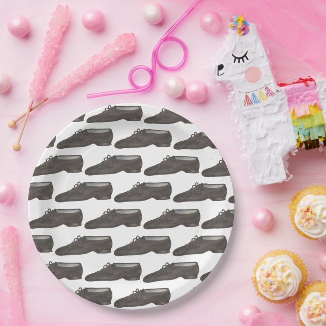 Jazz Dance Shoes Slippers Ballerina Dancer Class Paper Plate (Party)