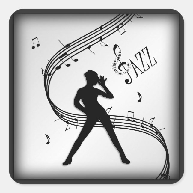 Jazz Dance Silver Square Sticker (Front)