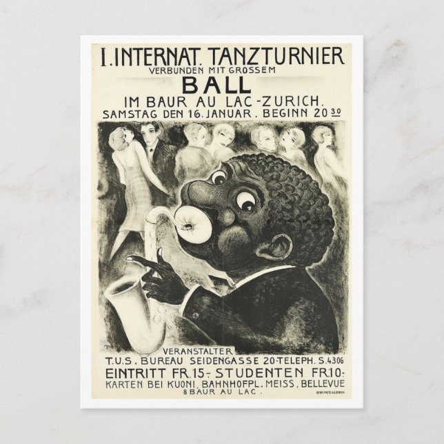 Jazz, Dance Tournament, German Vintage Postcard (Front)
