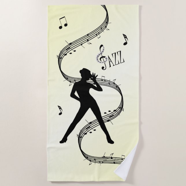 Jazz Dance Yellow Music Beach Towel (Front)