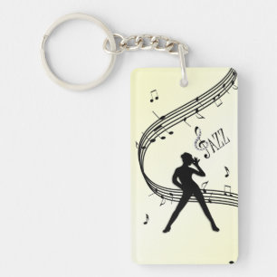Jazz Dance Yellow Music Key Ring