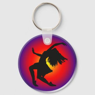 Jazz dancer silhouette on multi background key ring