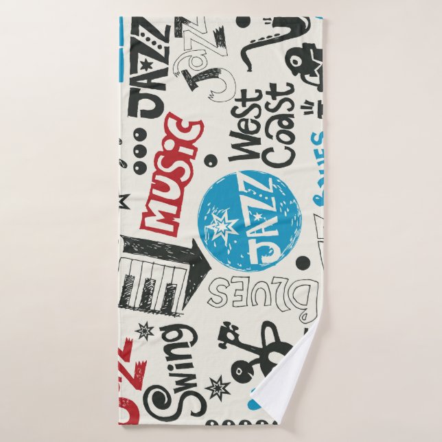 Jazz Doodle: Eclectic Music Mix Bath Towel (Bath Towel)