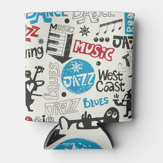 Jazz Doodle: Eclectic Music Mix Can Cooler (Front)