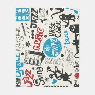 Jazz Doodle: Eclectic Music Mix Fleece Blanket