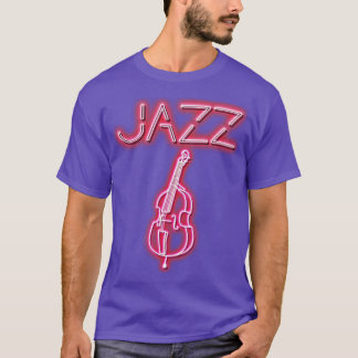 Jazz Double Bass Neon Design T-Shirt