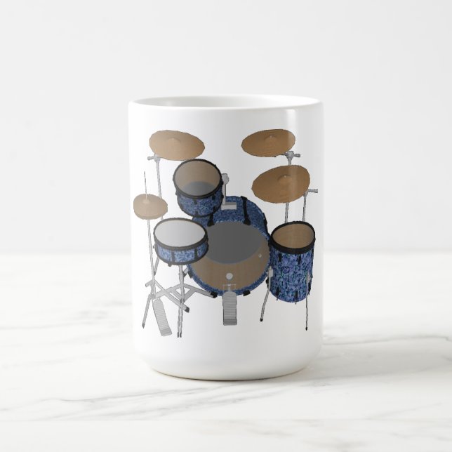 Jazz Drum Kit: Custom Blue Drums Set: Coffee Mug (Center)